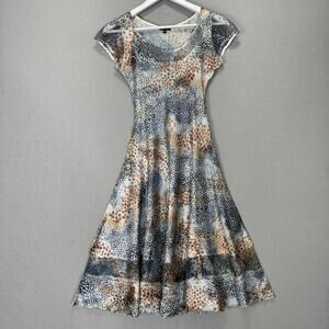 Komarov Crinkle Charmeuse Midi Dress Women Petite Medium Blue Abstract Dot Satin